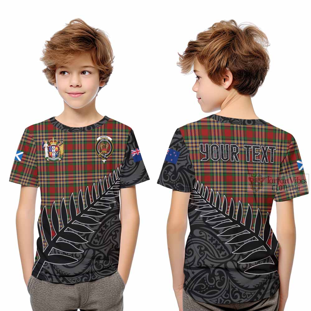 Tartan Vibes Clothing MacGill (MakGill) Crest Tartan Kid T-Shirt with New Zealand Silver Fern Half Style