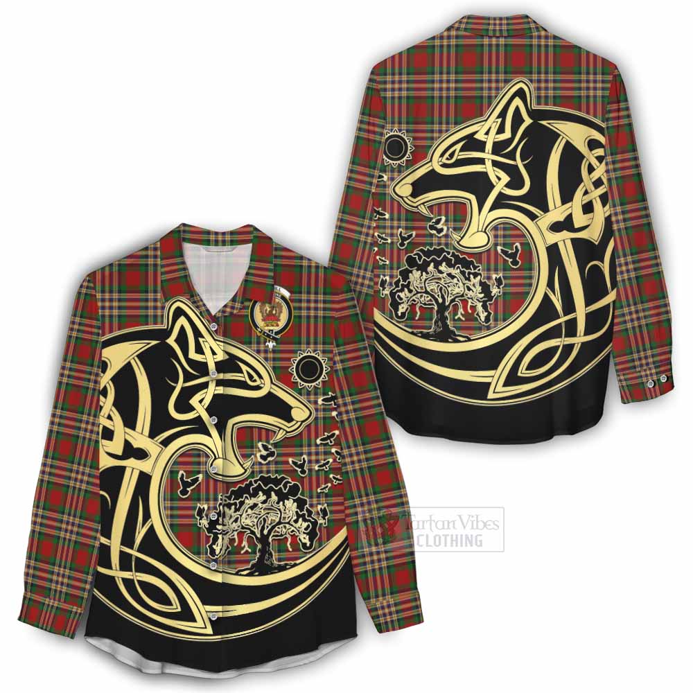 Tartan Vibes Clothing MacGill (MakGill) Tartan Women's Casual Shirt with Family Crest Celtic Wolf Style