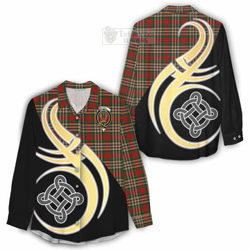 MacGill (MakGill) Tartan Women's Casual Shirt with Family Crest and Celtic Symbol Style