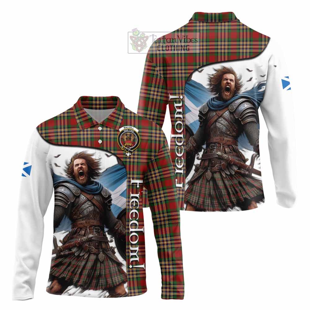 Tartan Vibes Clothing MacGill (MakGill) Crest Tartan Long Sleeve Polo Shirt Inspired by the Freedom of Scottish Warrior