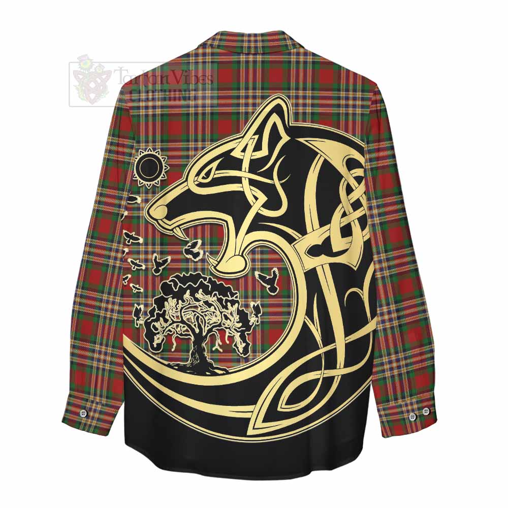 Tartan Vibes Clothing MacGill (MakGill) Tartan Women's Casual Shirt with Family Crest Celtic Wolf Style