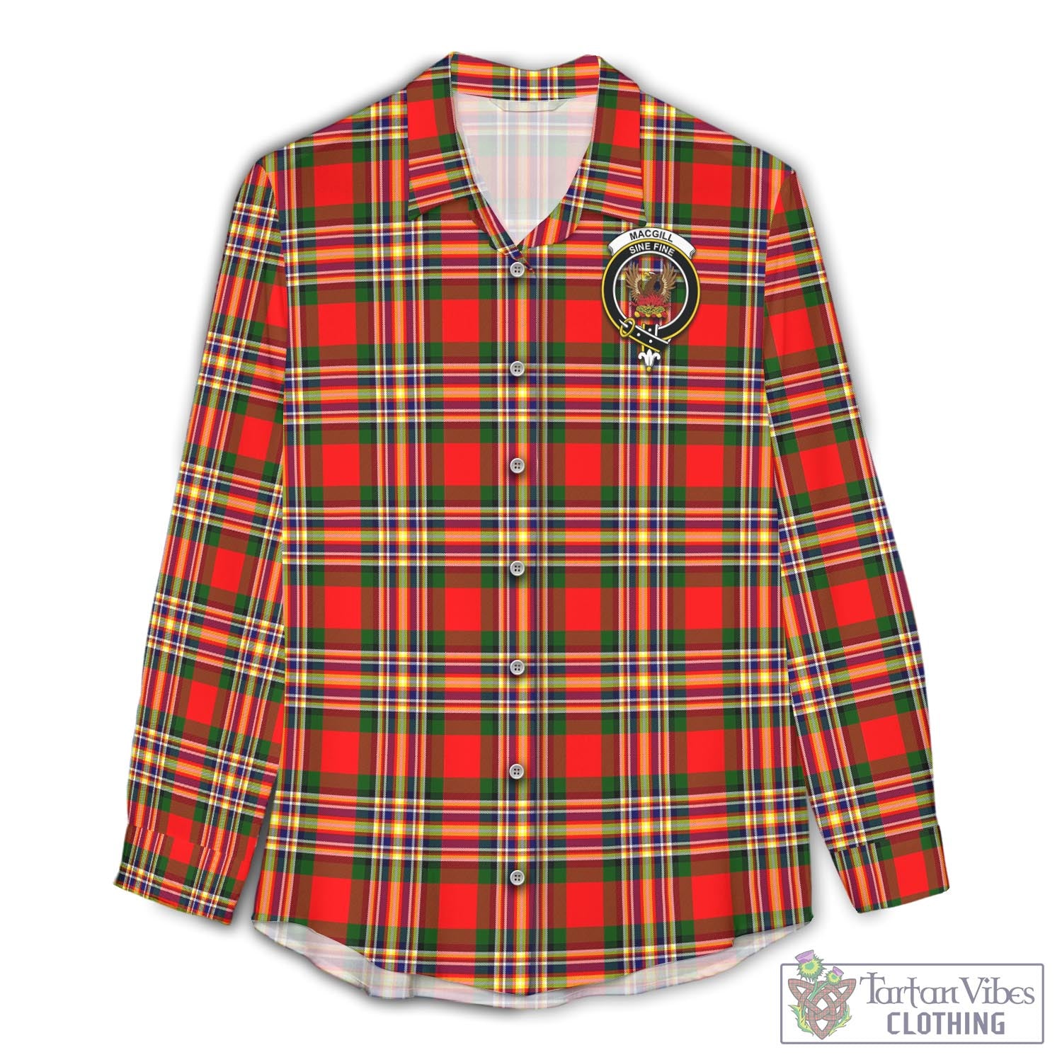 Tartan Vibes Clothing MacGill Modern Tartan Womens Casual Shirt with Family Crest