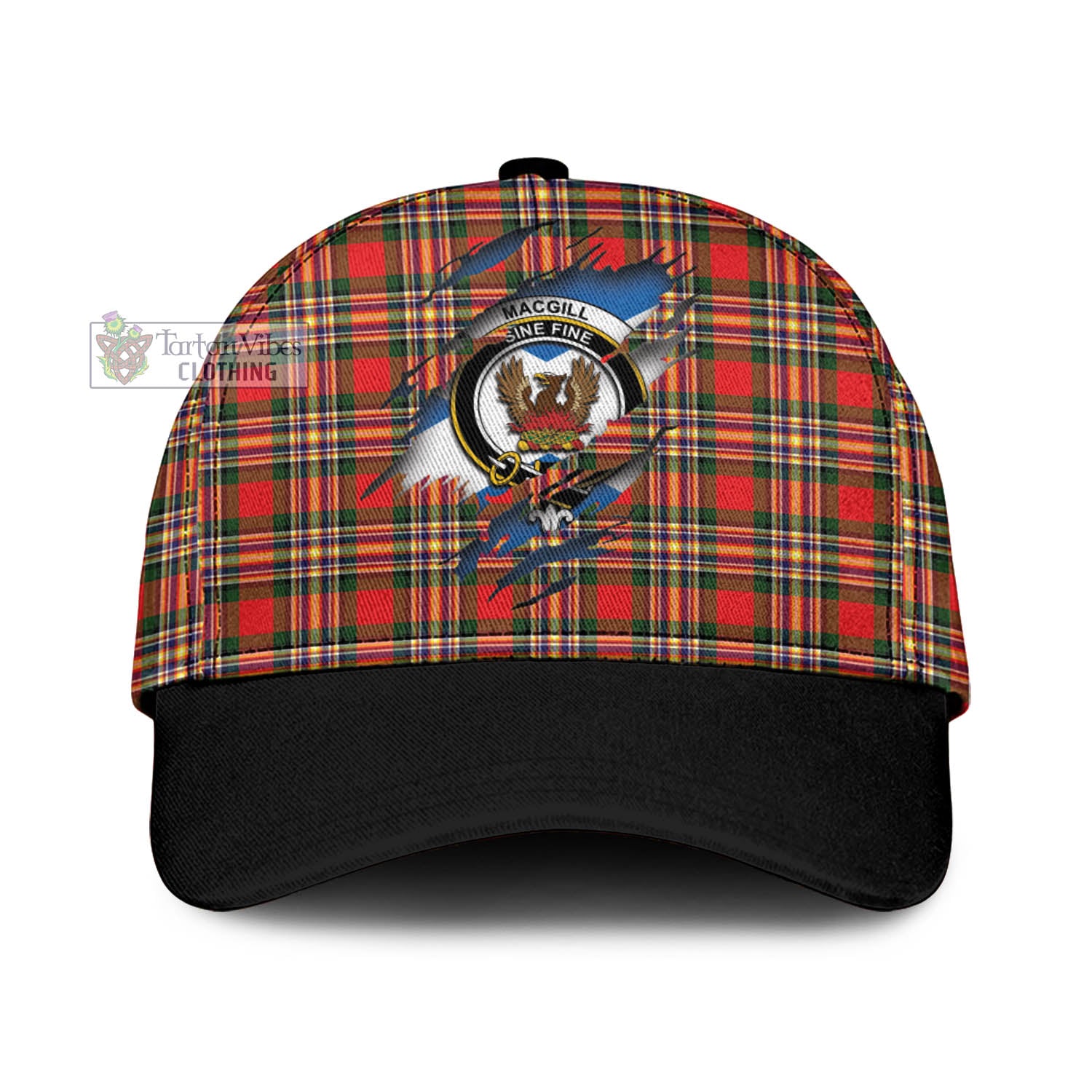 Tartan Vibes Clothing MacGill Modern Tartan Classic Cap with Family Crest In Me Style