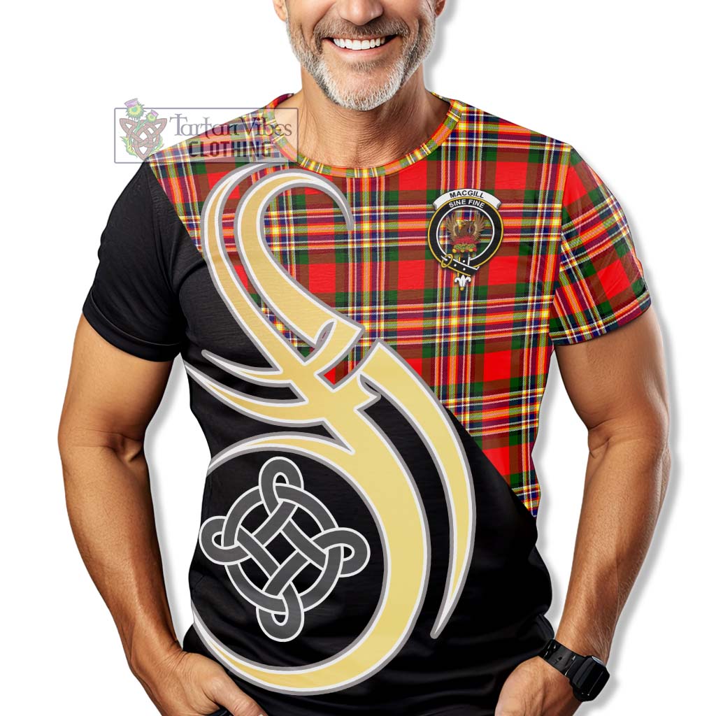 Tartan Vibes Clothing MacGill Modern Tartan T-Shirt with Family Crest and Celtic Symbol Style