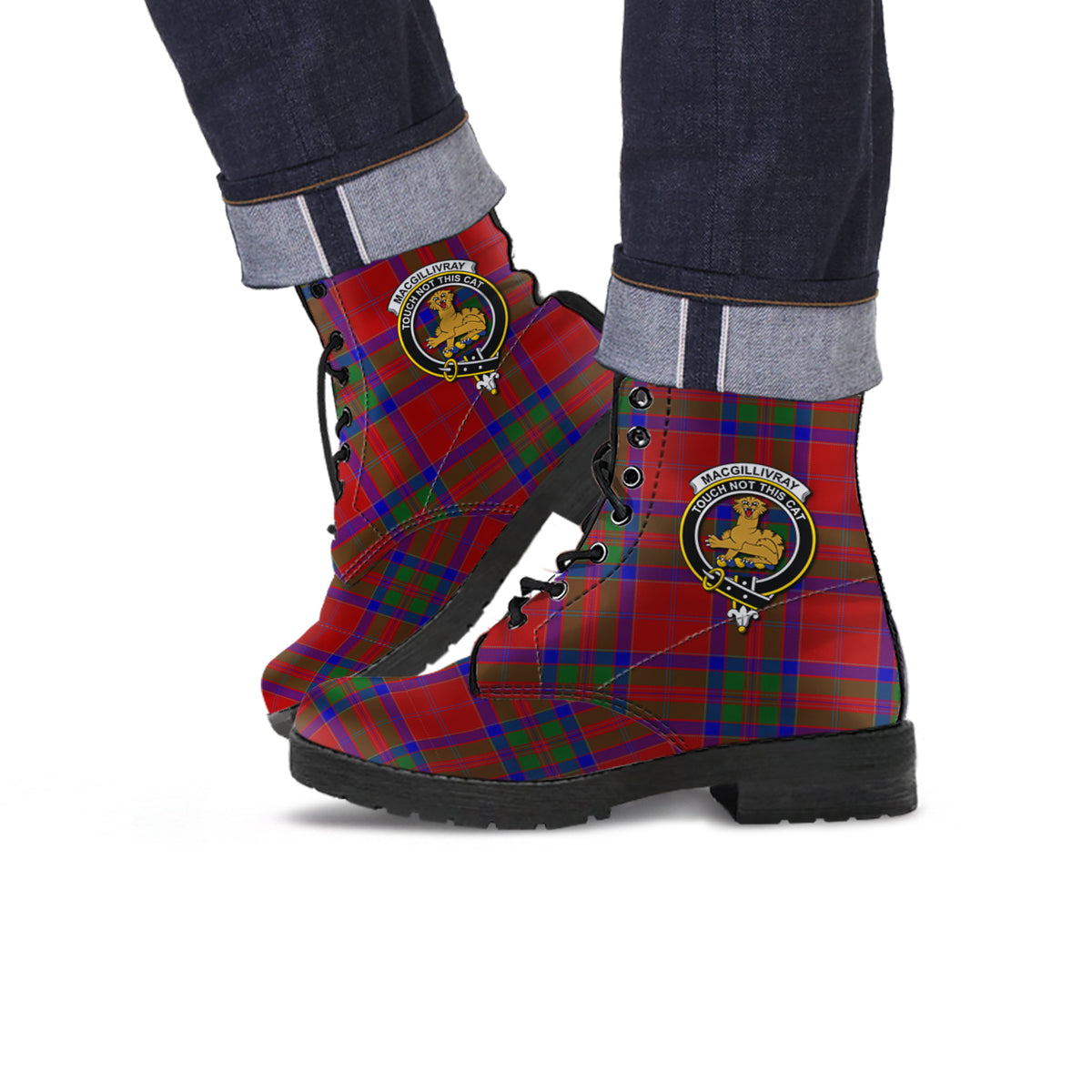 MacGillivray (McGillivray) Tartan Leather Boots with Family Crest Men' Boots - Tartan Vibes Clothing