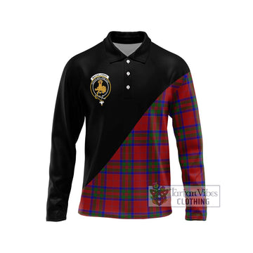 MacGillivray (McGillivray) Tartan Long Sleeve Polo Shirt with Family Crest and Military Logo Style