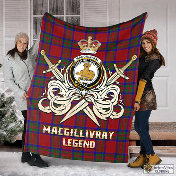 MacGillivray (McGillivray) Tartan Blanket with Clan Crest and the Golden Sword of Courageous Legacy