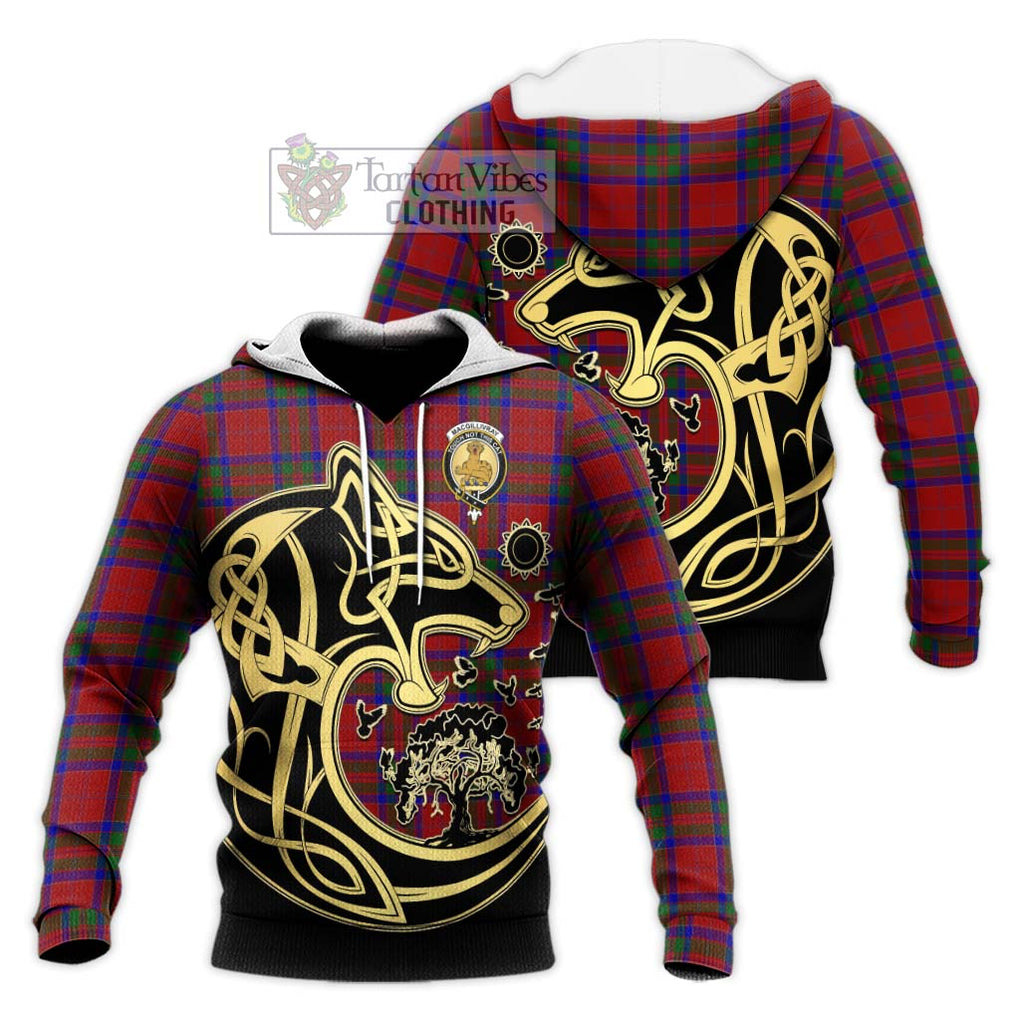 MacGillivray (McGillivray) Tartan Knitted Hoodie with Family Crest Celtic Wolf Style Unisex Knitted Pullover Hoodie - Tartan Vibes Clothing