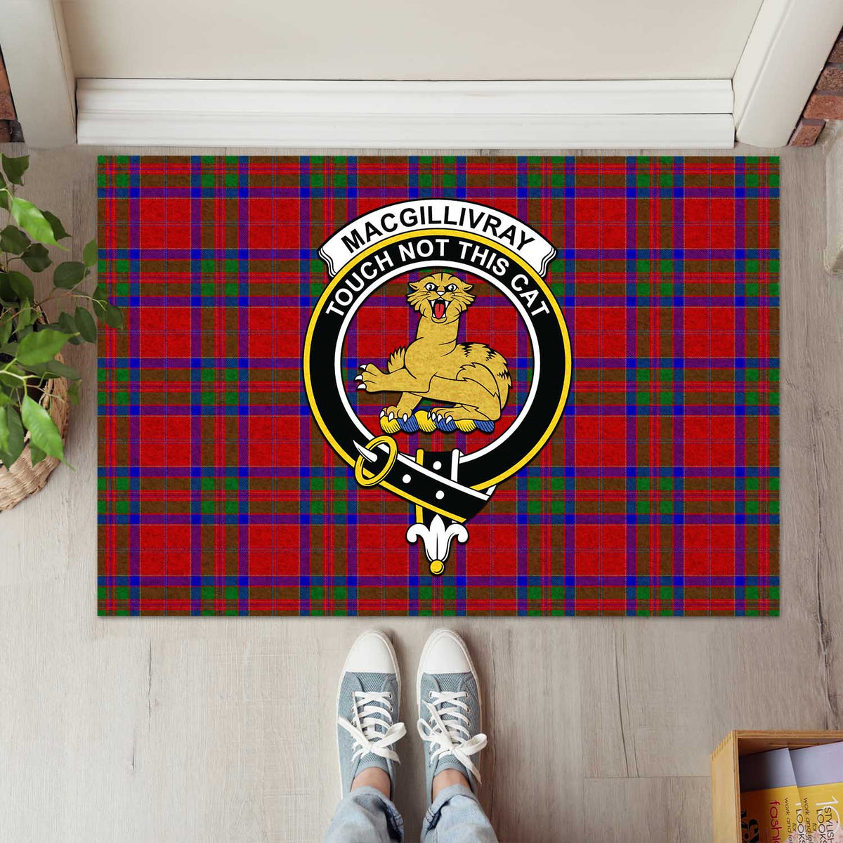 MacGillivray (McGillivray) Tartan Rubber Doormat with Family Crest L 60*90cm - Tartan Vibes Clothing
