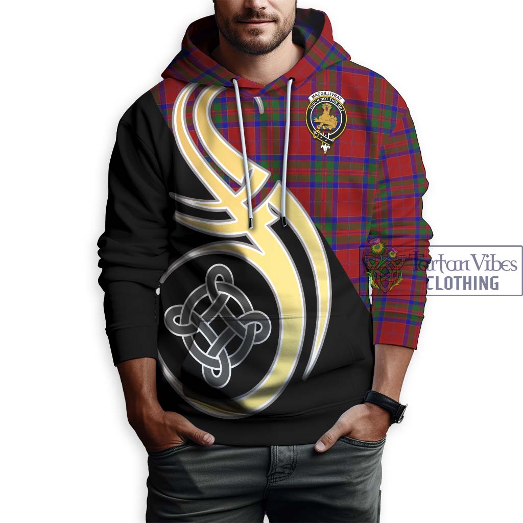 Tartan Vibes Clothing MacGillivray Tartan Hoodie with Family Crest and Celtic Symbol Style