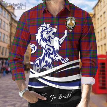 MacGillivray (McGillivray) Tartan Long Sleeve Button Up Shirt with Alba Gu Brath Regal Lion Emblem Men's Shirt - Tartan Vibes Clothing