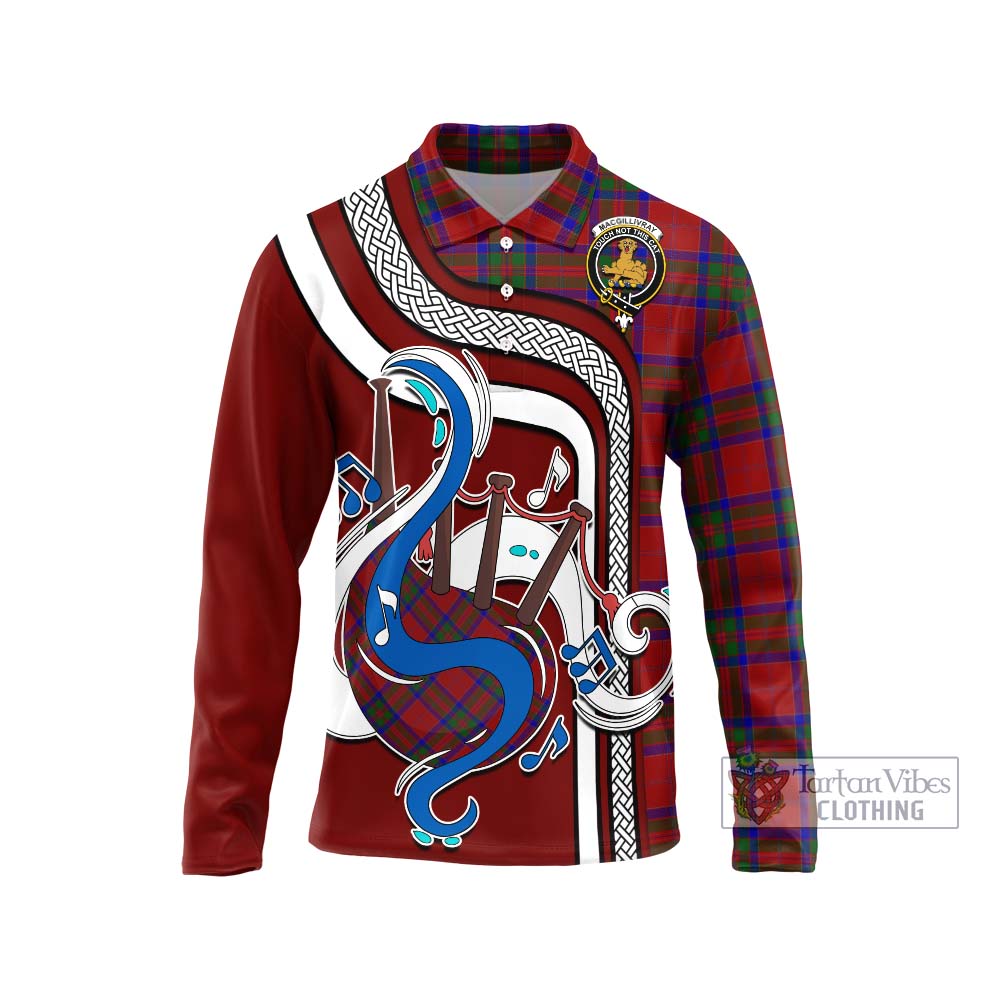 Tartan Vibes Clothing MacGillivray Tartan Long Sleeve Polo Shirt with Epic Bagpipe Style