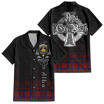 MacGillivray (McGillivray) Tartan Short Sleeve Button Up Shirt Featuring Alba Gu Brath Family Crest Celtic Inspired