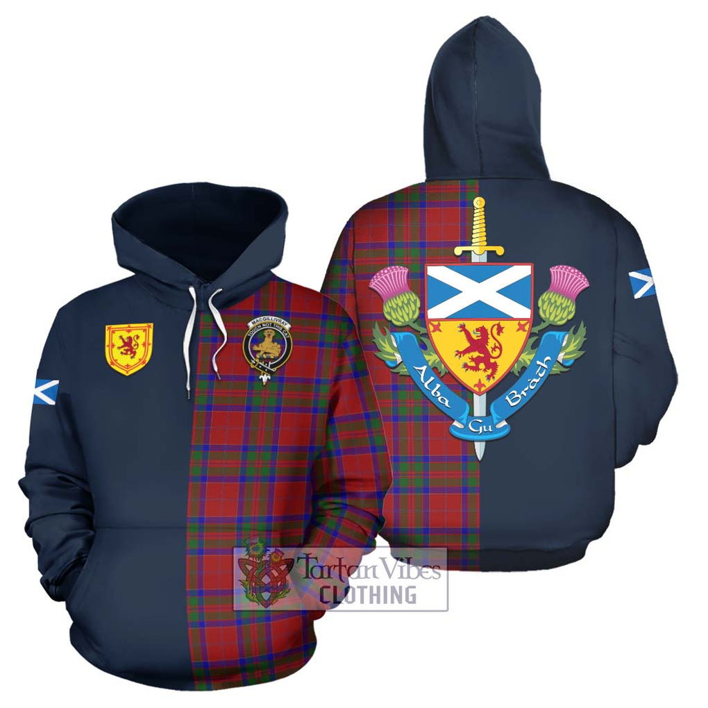 Tartan Vibes Clothing MacGillivray Tartan Hoodie with Scottish Lion Royal Arm Half Style