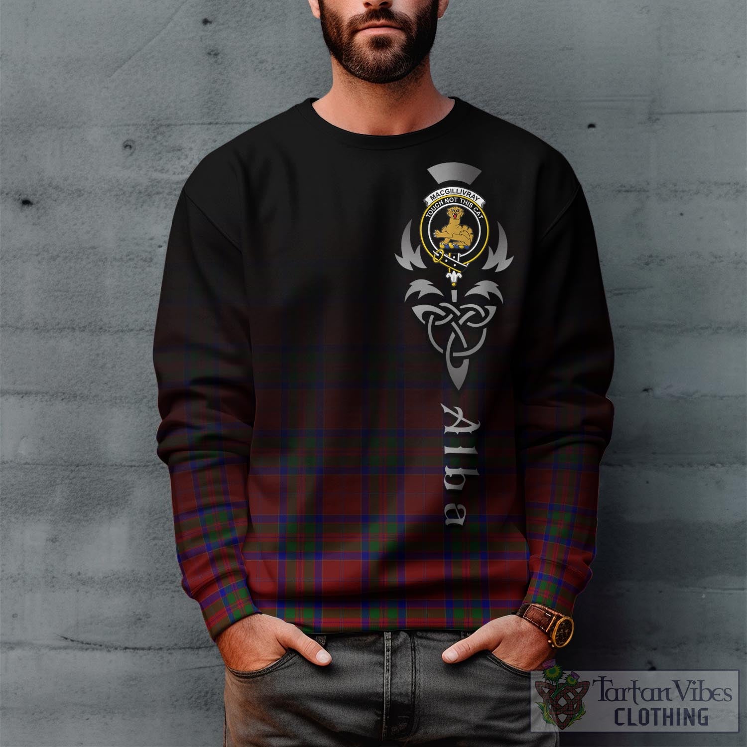 Tartan Vibes Clothing MacGillivray Tartan Sweatshirt Featuring Alba Gu Brath Family Crest Celtic Inspired