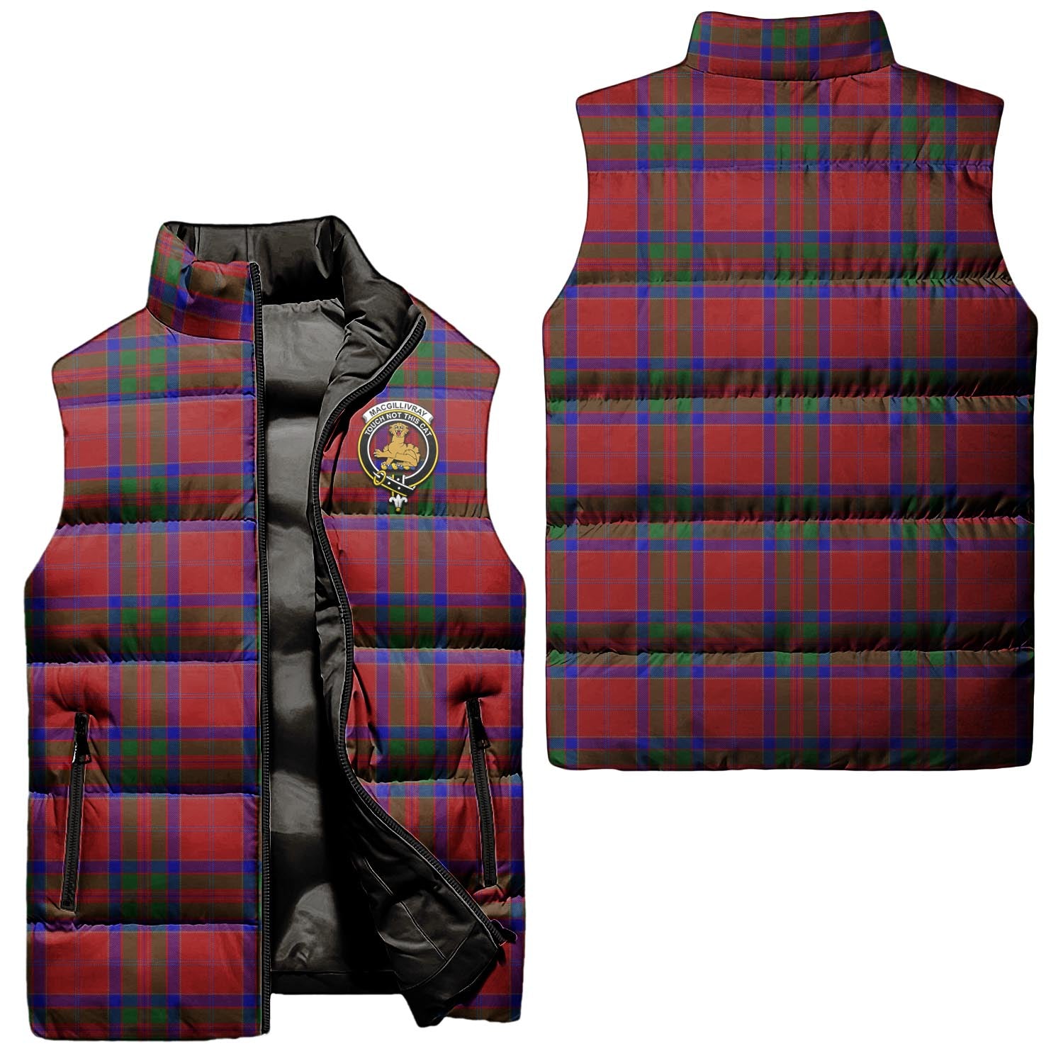 MacGillivray Tartan Sleeveless Puffer Jacket with Family Crest Unisex - Tartanvibesclothing