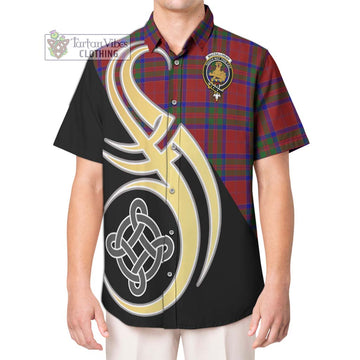 MacGillivray (McGillivray) Tartan Short Sleeve Button Shirt with Family Crest and Celtic Symbol Style