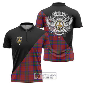 MacGillivray (McGillivray) Tartan Zipper Polo Shirt with Family Crest and Military Logo Style