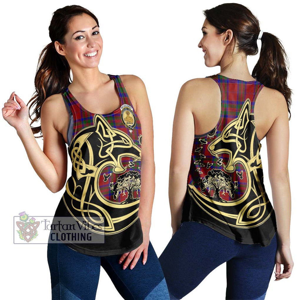 MacGillivray (McGillivray) Tartan Women's Racerback Tanks with Family Crest Celtic Wolf Style 4XL - Tartan Vibes Clothing