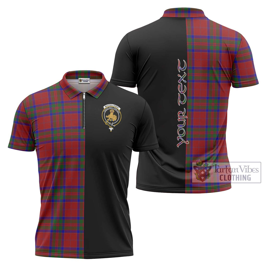 MacGillivray (McGillivray) Tartan Zipper Polo Shirt with Family Crest and Half Of Me Style Unisex - Tartanvibesclothing Shop