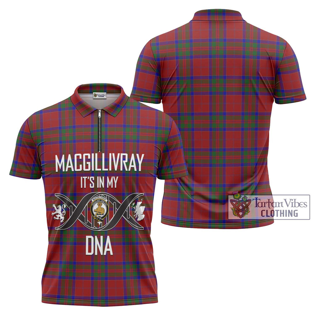 MacGillivray (McGillivray) Tartan Zipper Polo Shirt with Family Crest DNA In Me Style Unisex - Tartanvibesclothing Shop