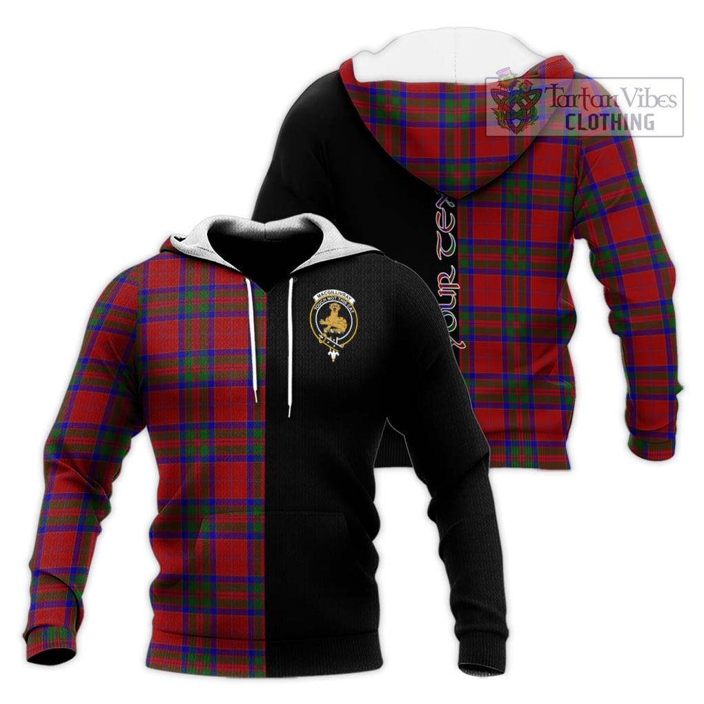 MacGillivray (McGillivray) Tartan Knitted Hoodie with Family Crest and Half Of Me Style Unisex Knitted Pullover Hoodie - Tartanvibesclothing Shop