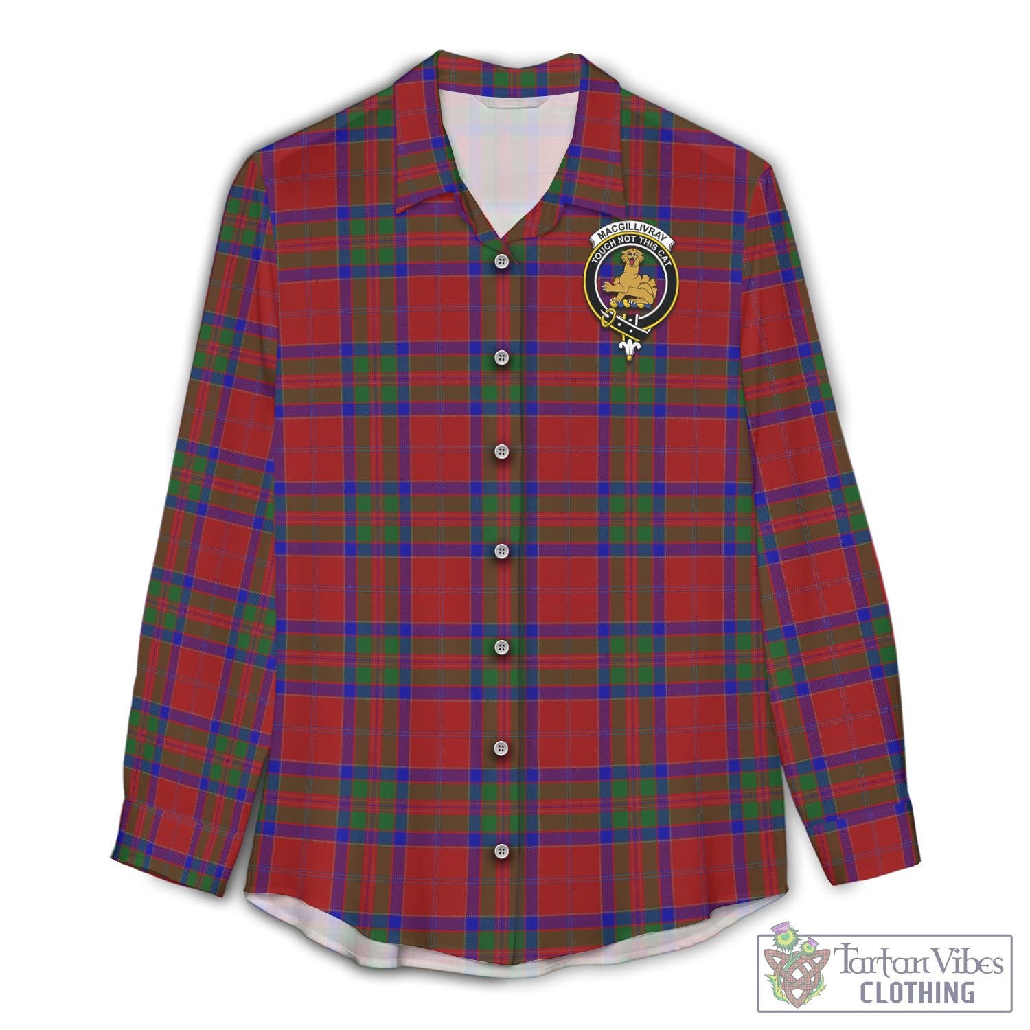 Tartan Vibes Clothing MacGillivray Tartan Womens Casual Shirt with Family Crest