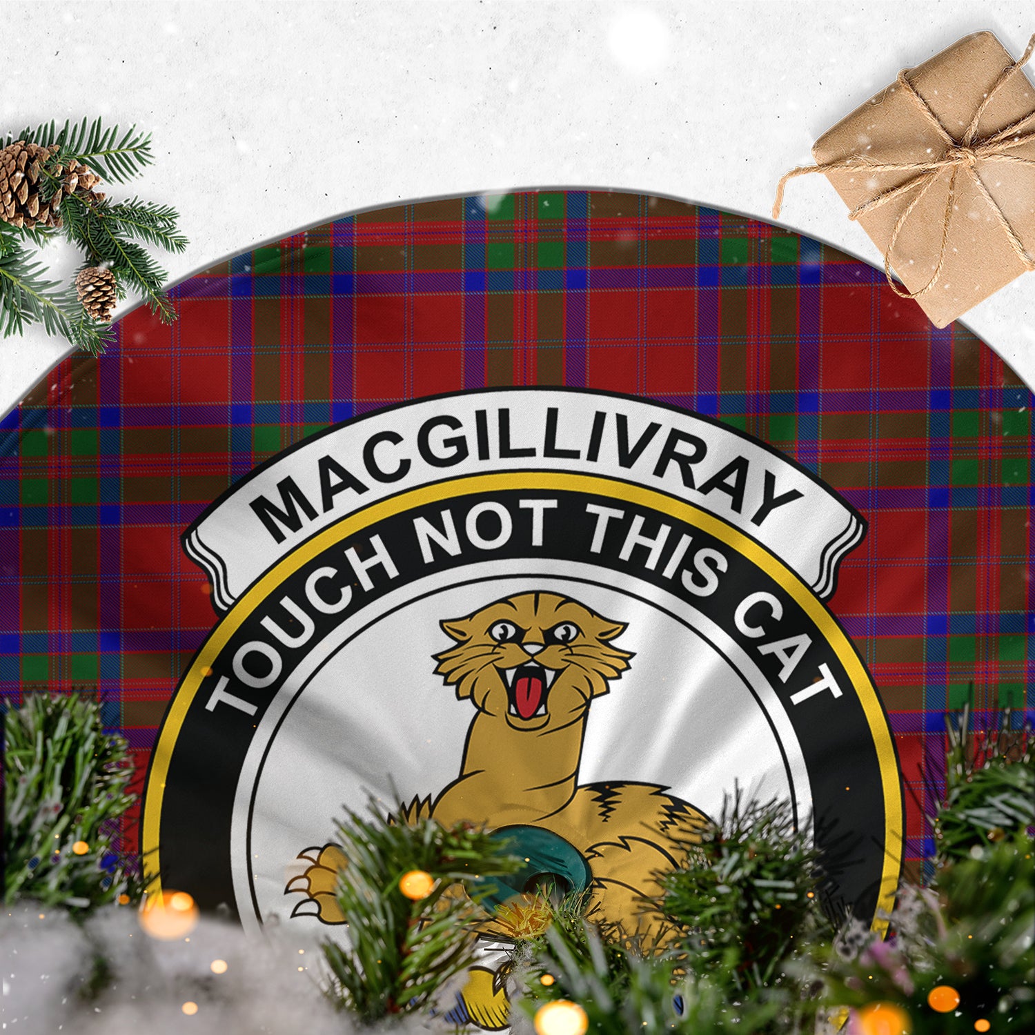 MacGillivray Tartan Christmas Tree Skirt with Family Crest - Tartanvibesclothing