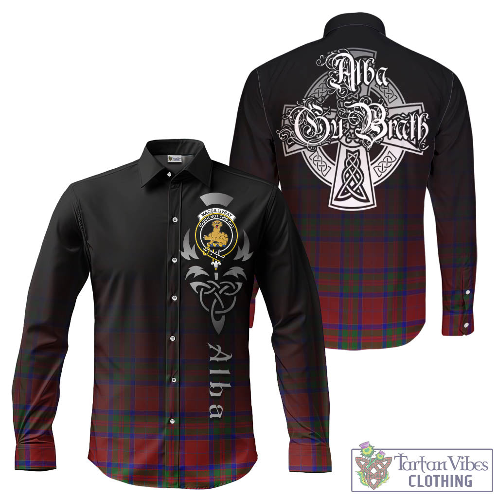 Tartan Vibes Clothing MacGillivray Tartan Long Sleeve Button Up Featuring Alba Gu Brath Family Crest Celtic Inspired