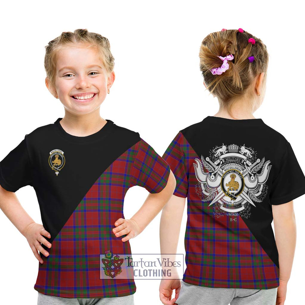 MacGillivray (McGillivray) Tartan Kid T-Shirt with Family Crest and Military Logo Style - Tartanvibesclothing Shop