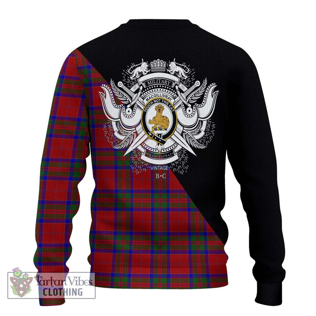 MacGillivray (McGillivray) Tartan Knitted Sweater with Family Crest and Military Logo Style - Tartanvibesclothing Shop