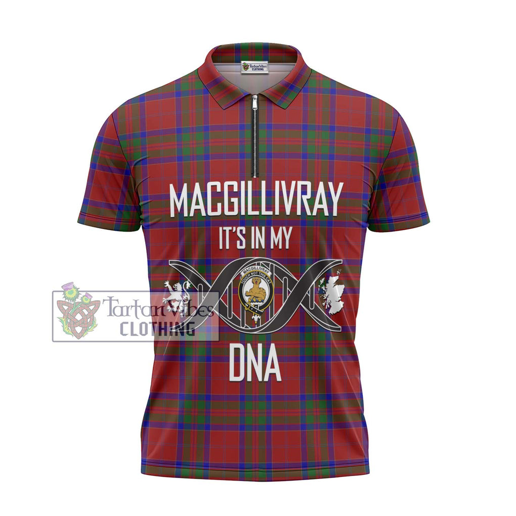 MacGillivray (McGillivray) Tartan Zipper Polo Shirt with Family Crest DNA In Me Style - Tartanvibesclothing Shop