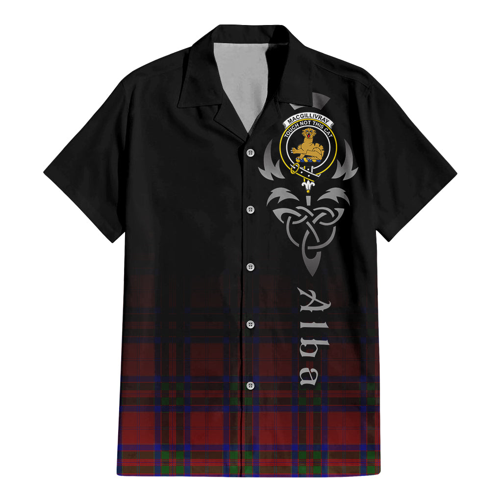 Tartan Vibes Clothing MacGillivray Tartan Short Sleeve Button Up Featuring Alba Gu Brath Family Crest Celtic Inspired