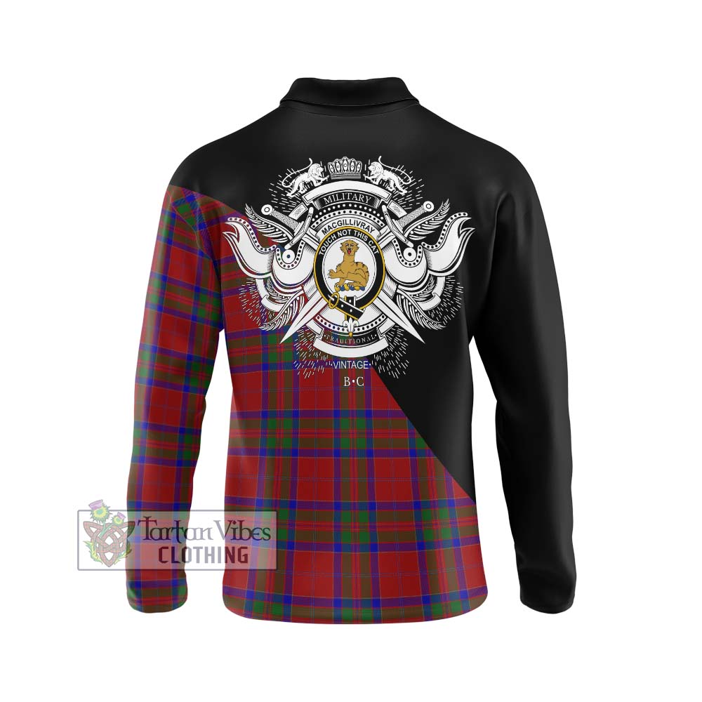 MacGillivray (McGillivray) Tartan Long Sleeve Polo Shirt with Family Crest and Military Logo Style - Tartanvibesclothing Shop