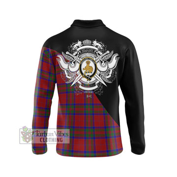 MacGillivray (McGillivray) Tartan Long Sleeve Polo Shirt with Family Crest and Military Logo Style