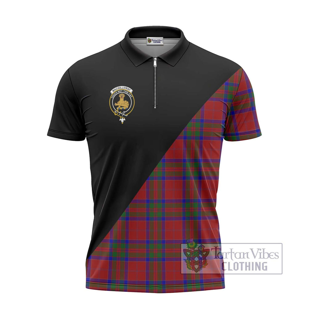 MacGillivray (McGillivray) Tartan Zipper Polo Shirt with Family Crest and Military Logo Style - Tartanvibesclothing Shop