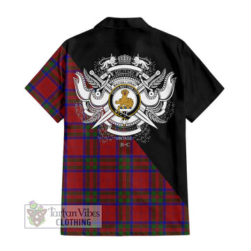 MacGillivray (McGillivray) Tartan Short Sleeve Button Shirt with Family Crest and Military Logo Style