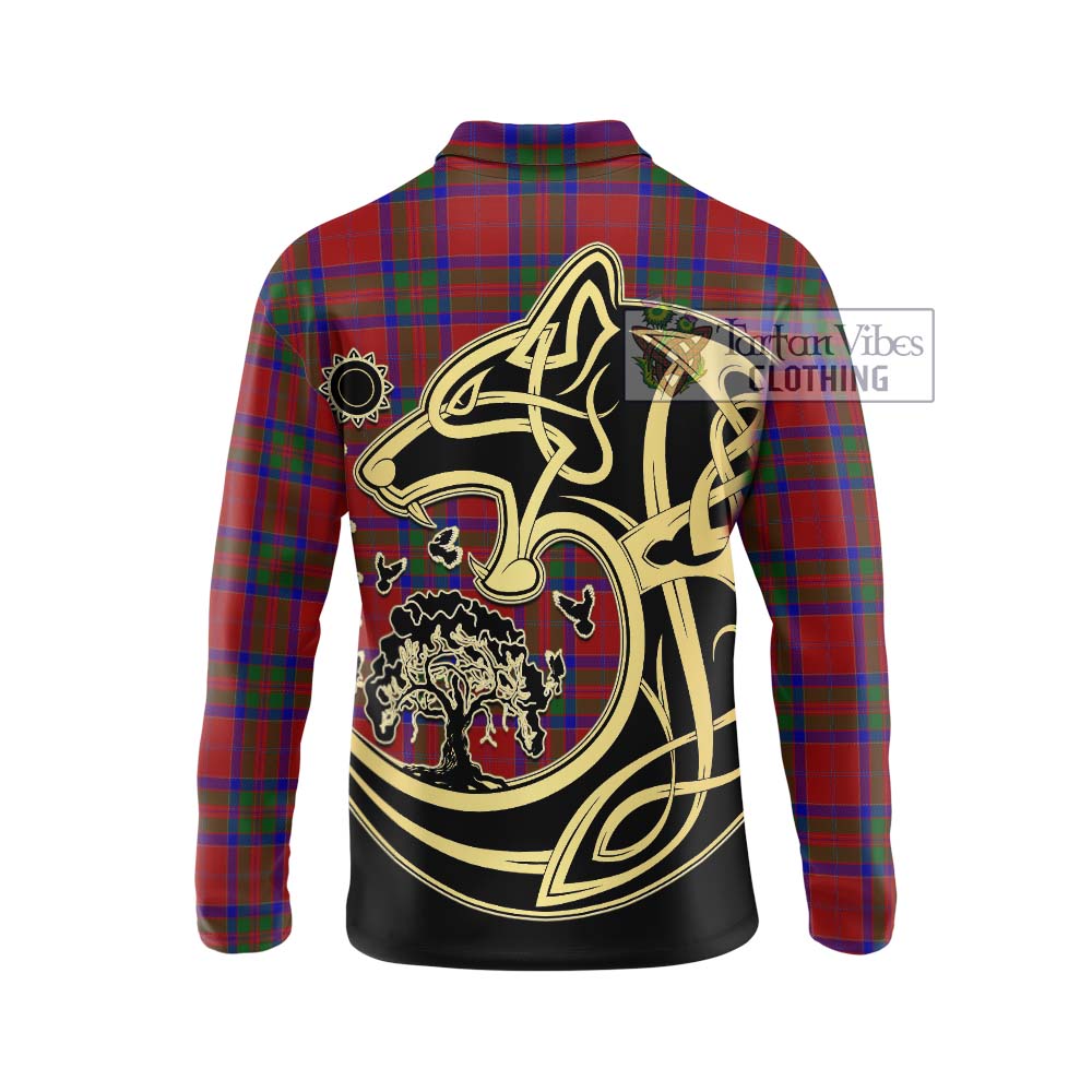 MacGillivray (McGillivray) Tartan Long Sleeve Polo Shirt with Family Crest Celtic Wolf Style - Tartanvibesclothing Shop