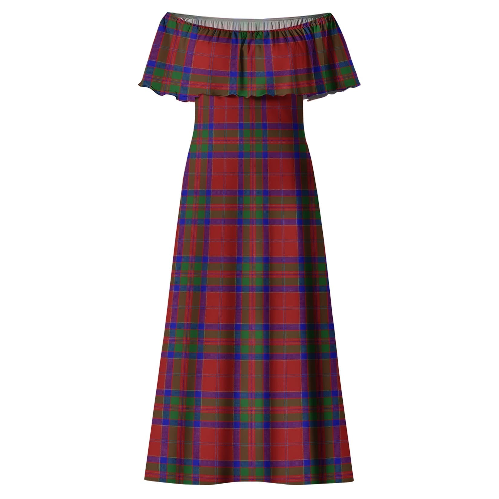 MacGillivray Tartan Off Shoulder Long Dress - Tartanvibesclothing