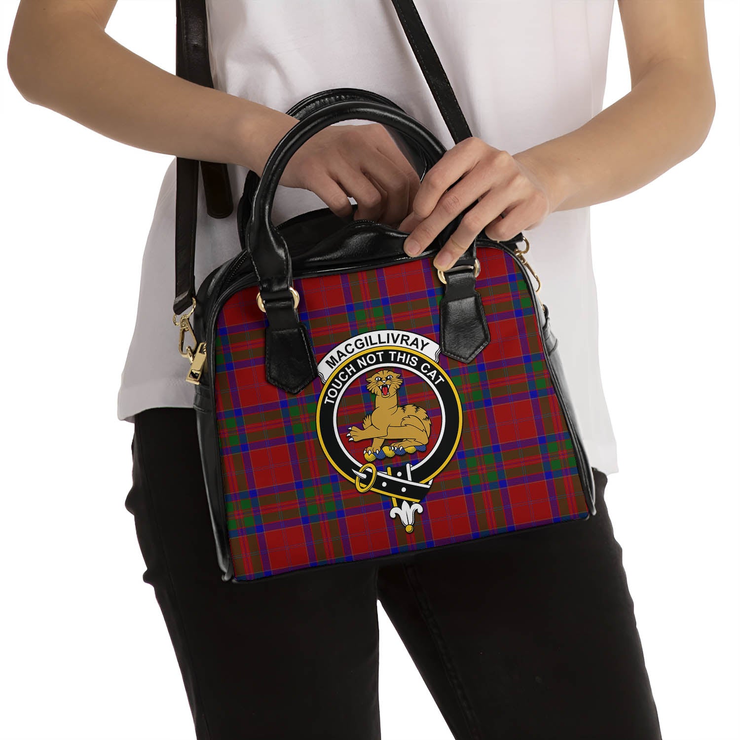 MacGillivray Tartan Shoulder Handbags with Family Crest - Tartanvibesclothing