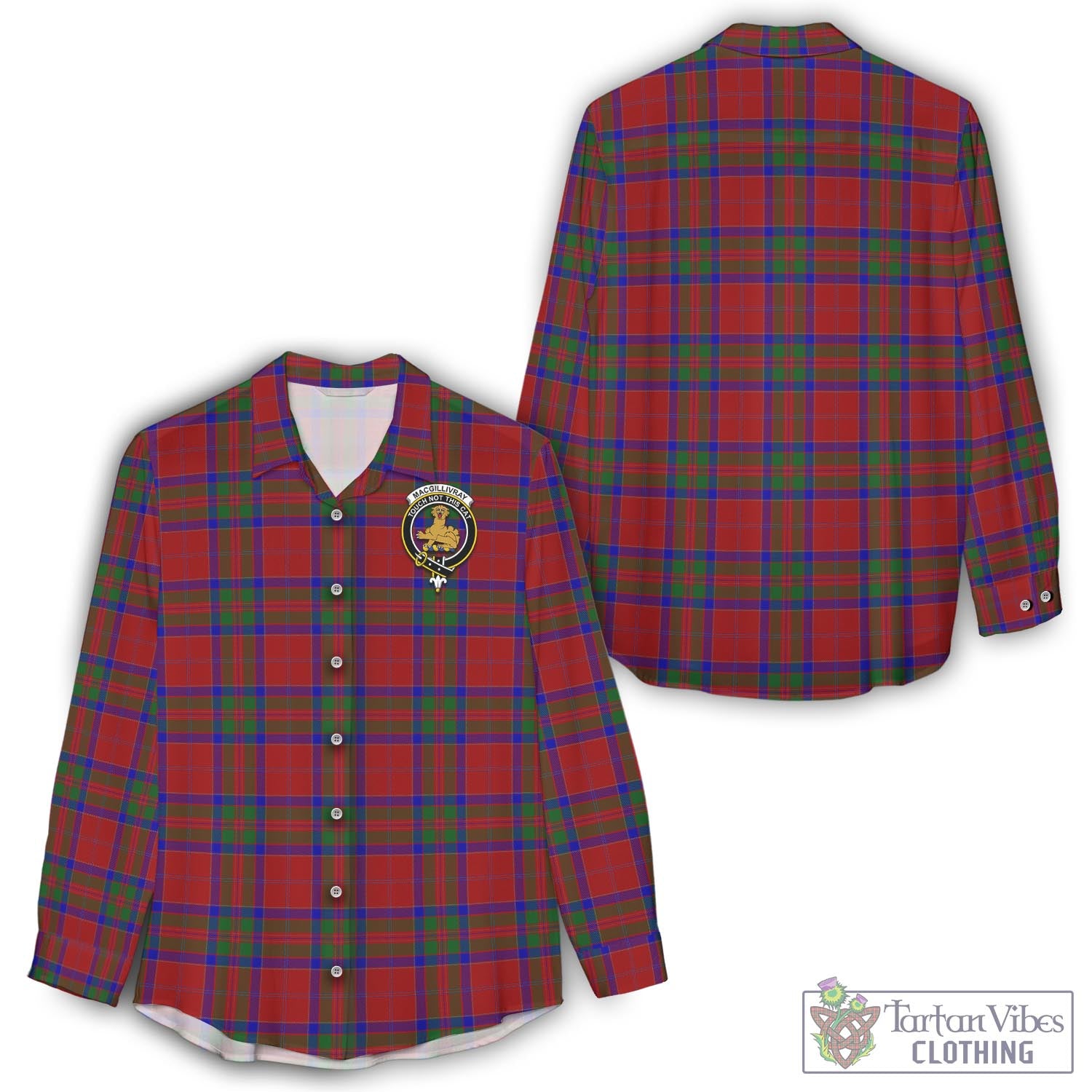 Tartan Vibes Clothing MacGillivray Tartan Womens Casual Shirt with Family Crest