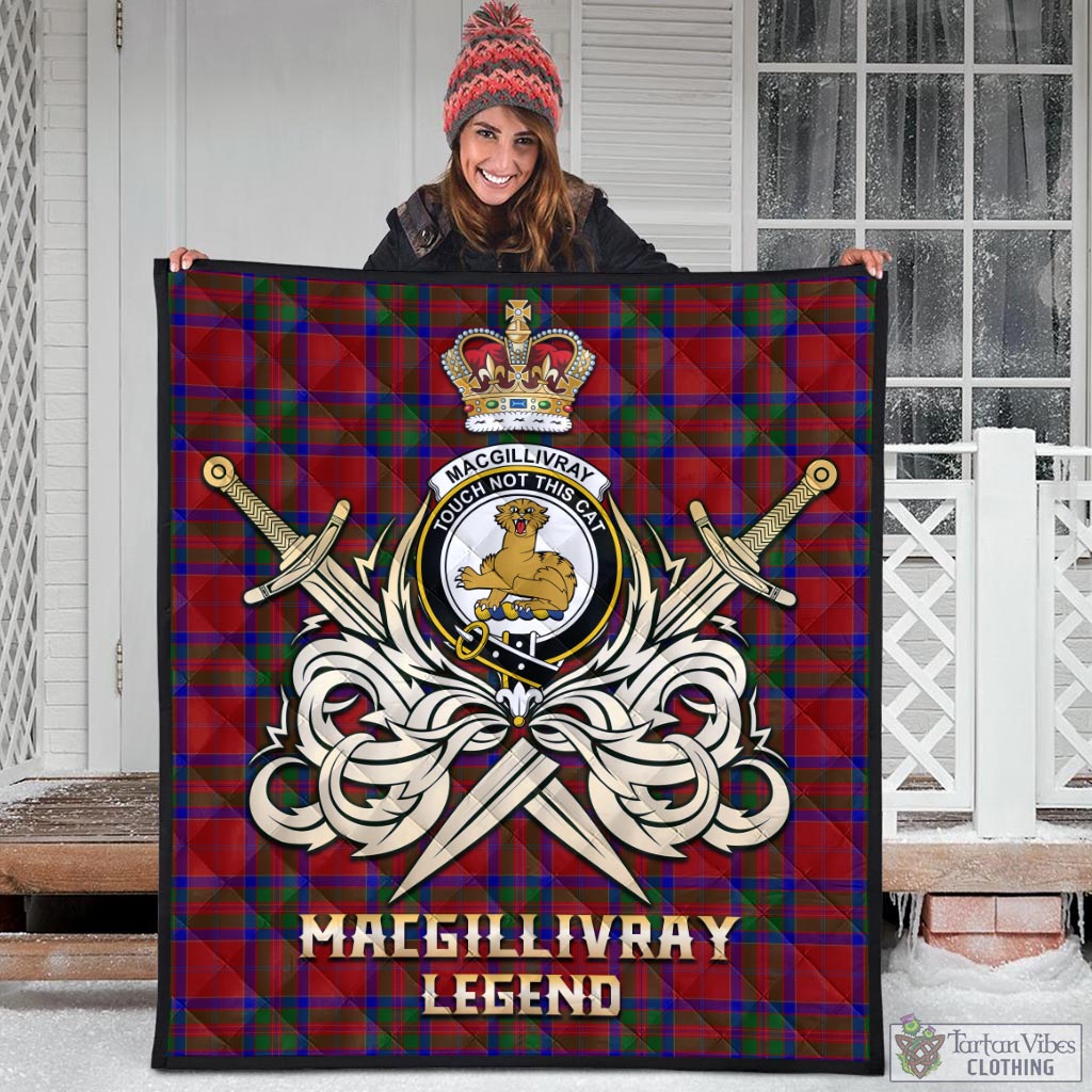 Tartan Vibes Clothing MacGillivray Tartan Quilt with Clan Crest and the Golden Sword of Courageous Legacy