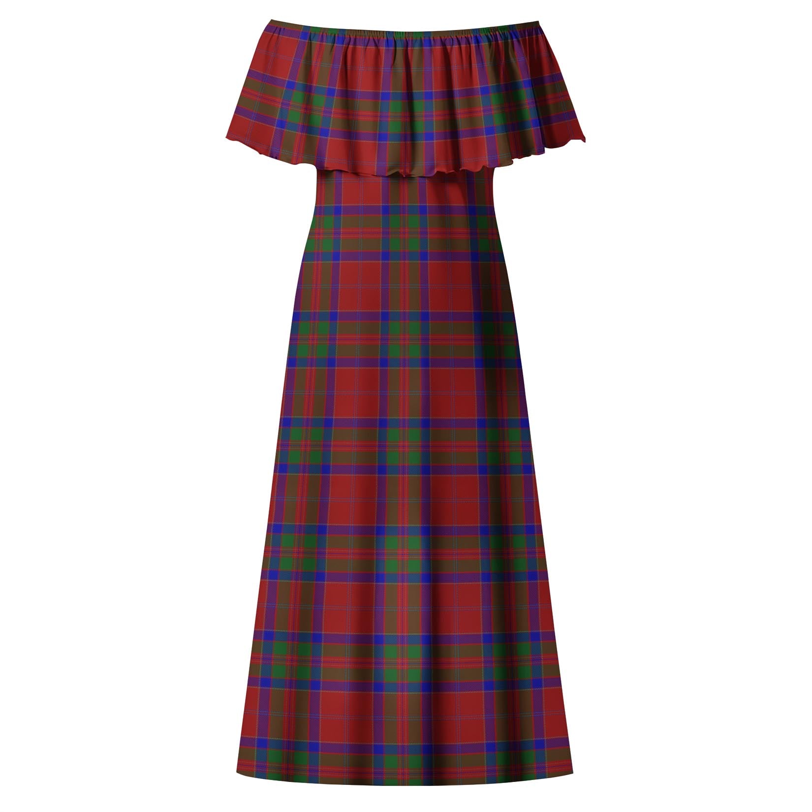 MacGillivray Tartan Off Shoulder Long Dress - Tartanvibesclothing