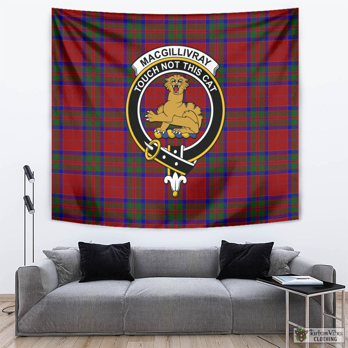 Tartan Vibes Clothing MacGillivray Tartan Tapestry Wall Hanging and Home Decor for Room with Family Crest