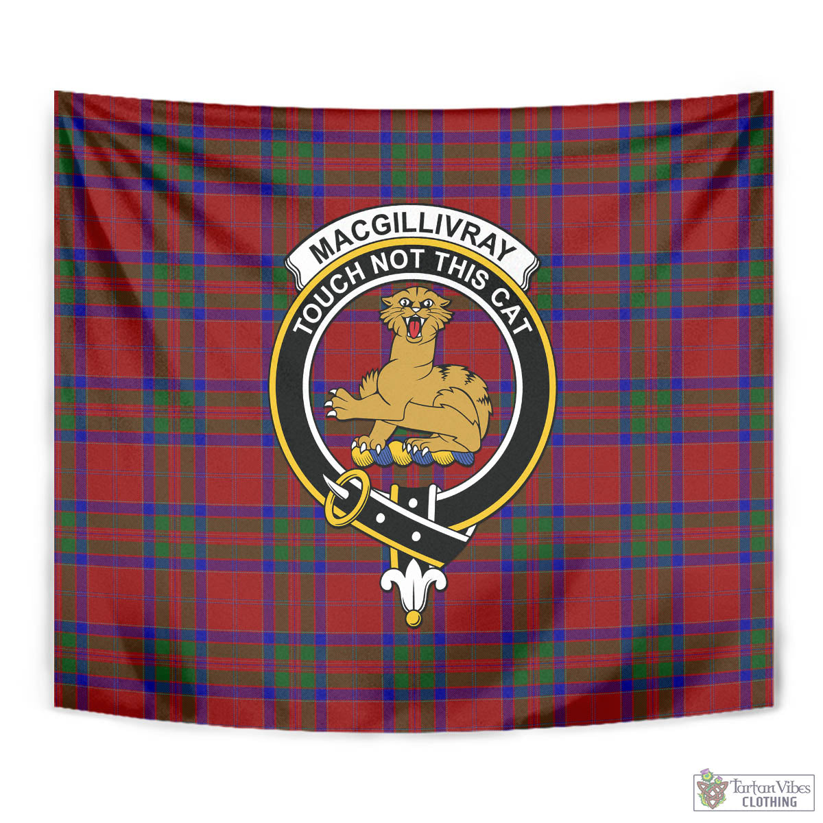 Tartan Vibes Clothing MacGillivray Tartan Tapestry Wall Hanging and Home Decor for Room with Family Crest