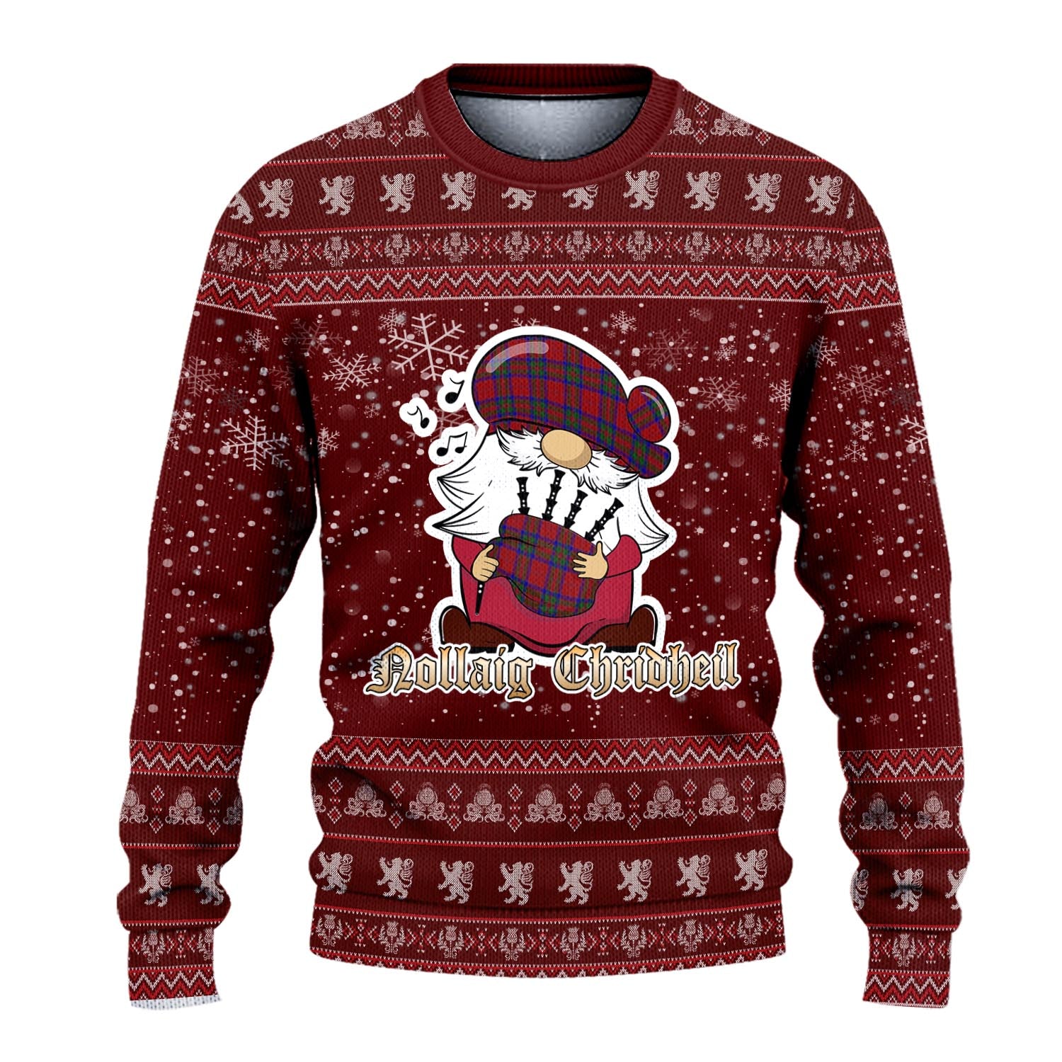 MacGillivray Clan Christmas Family Knitted Sweater with Funny Gnome Playing Bagpipes - Tartanvibesclothing