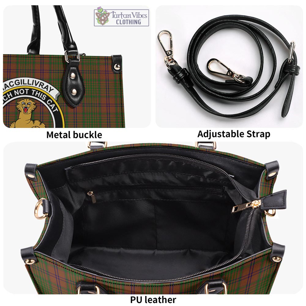 Tartan Vibes Clothing MacGillivray Hunting Tartan Luxury Leather Handbags with Family Crest