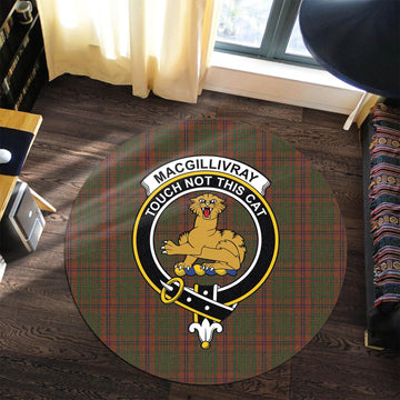 MacGillivray Hunting Tartan Round Rug with Family Crest