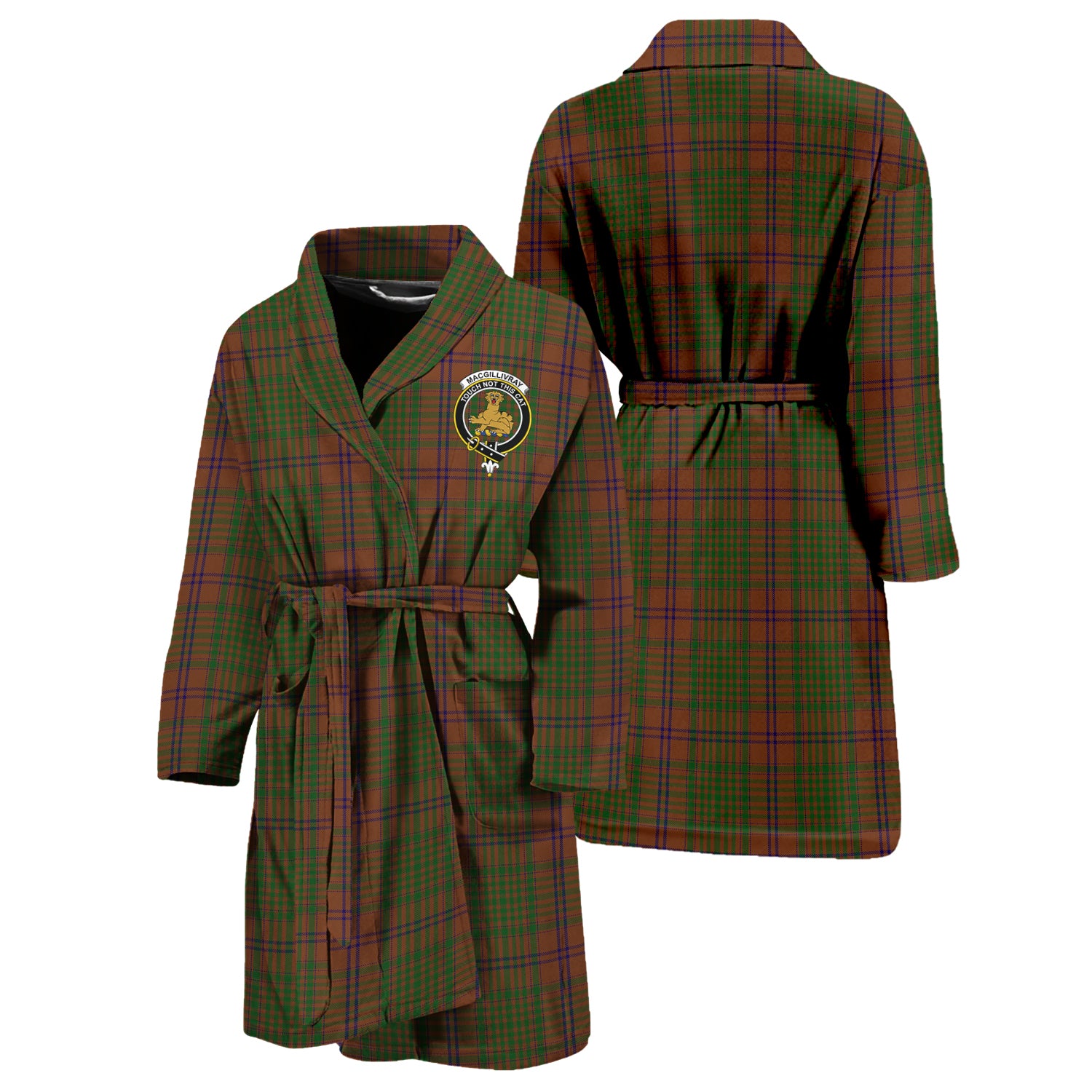 MacGillivray Hunting Tartan Bathrobe with Family Crest Unisex S - Tartan Vibes Clothing