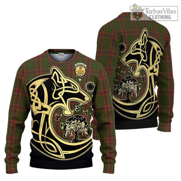 MacGillivray Hunting Tartan Ugly Sweater with Family Crest Celtic Wolf Style